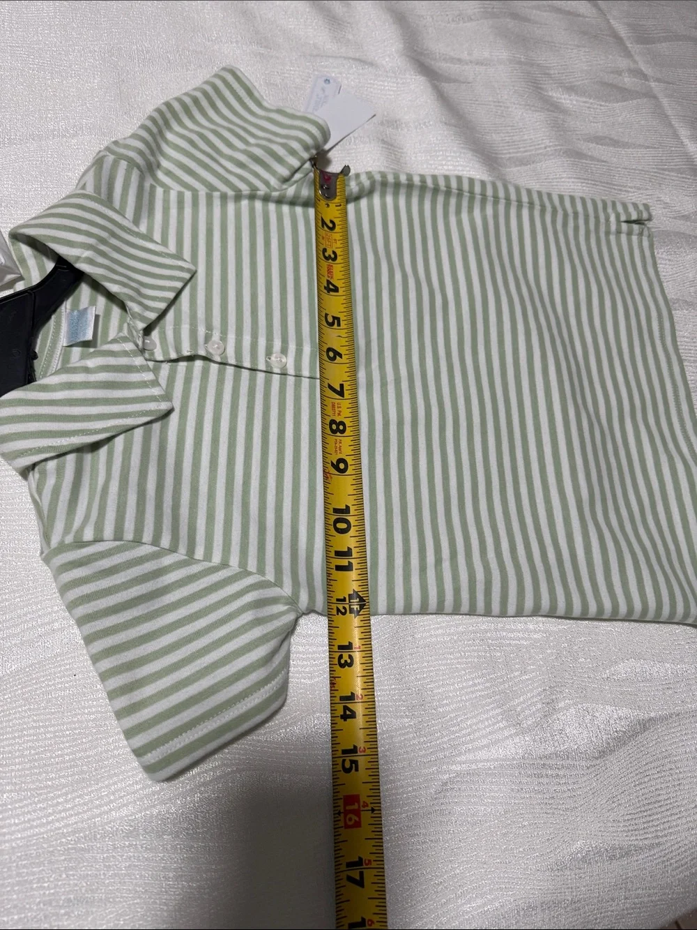 Edgehill Collection White Elastic Waist Pants with Green-Striped Polo for boys 5